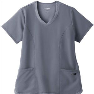 Women Jockey Scrub Top- Pewter (gray)- size LARGE